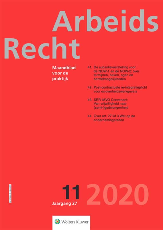 ArbeidsRecht 27 (2020), afl. 11, omslag