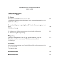 Tijdschrift voor Constitutioneel Recht 2022 (13), afl. 3, inhoudsopgave